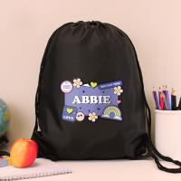 Personalised Good Vibes Black Drawstring Bag Extra Image 2 Preview